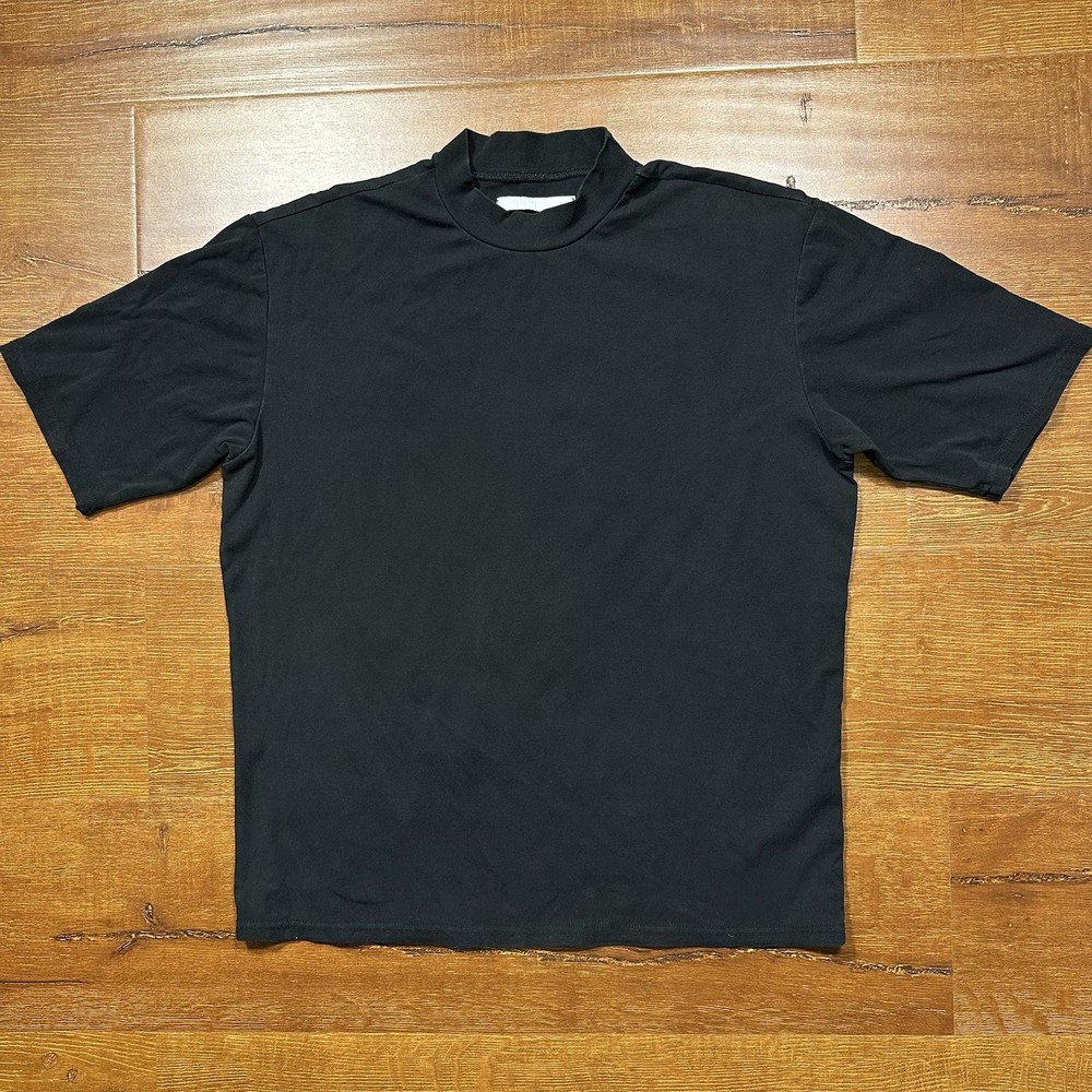 Chaorenbang T Shirt Mens L Black Short Sleeve Minimal Designer High Collar City