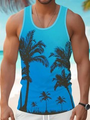 Summer Tank Top Men’s Hawaii Beach Casual Clothing Quick Drying Silk Fit