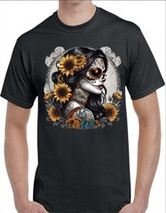 Sugar Skull Catrina Black Men’s T-Shirt Small To 3X-Large Style 3