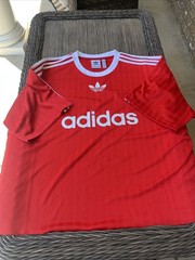Adidas Original Trefoil Adicolor PolyTee Shirt Men Size L IM9458 Red Scarlet