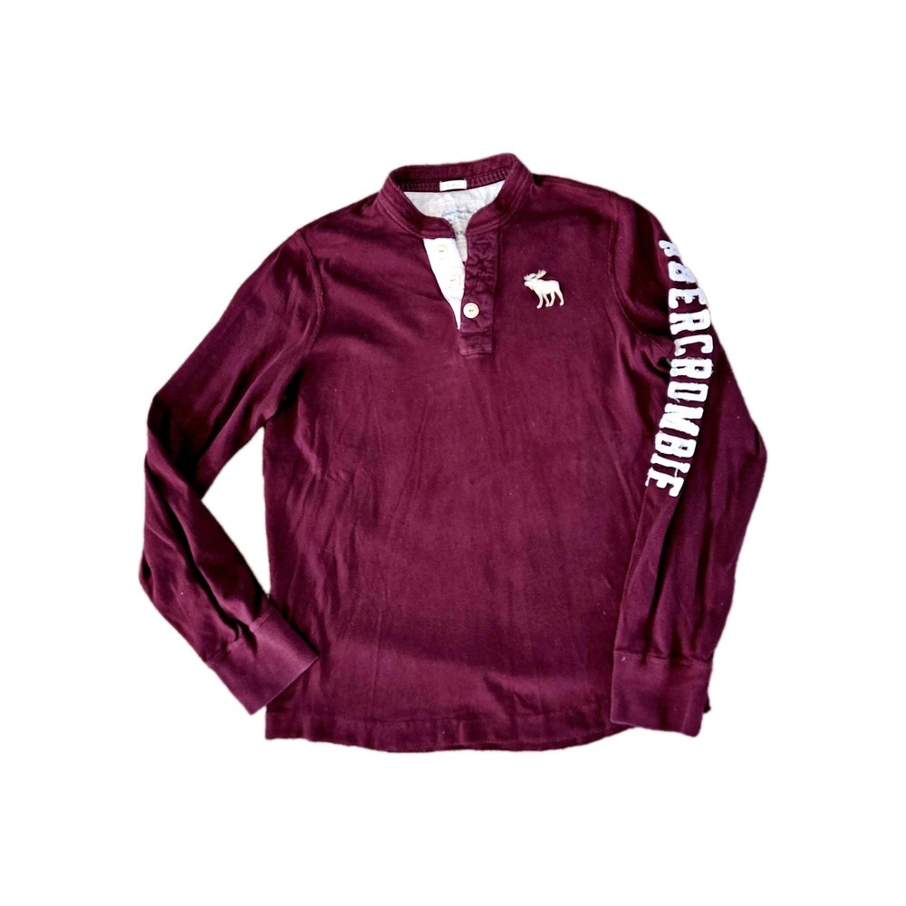 Vintage Abercrombie Y2K Muscle shirt mens XXL (Fits SMALLER) M/L maroon Henley