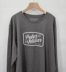 Peter Millar Mens T-Shirt Size XL Iron Crown Lite Graphic Crew Neck Long Sleeve