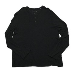 ATM Anthony Thomas Melillo Henley T Shirt Mens XL Black Cotton Long Sleeve