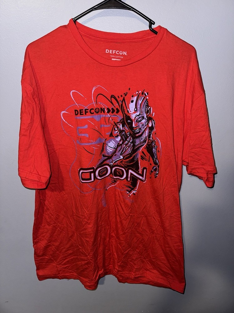 2024 Defcon 32 “Goon” Staff T-Shirt Graphic Red/Purple/Black Size X-Large RARE
