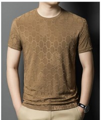 New Fashion Trend Ice Silk Breathable Summer Short Sleeve Luxury Men T-Shirt