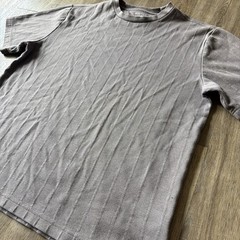 Covington Gray Ribbed Crew Neck Knit T-Shirt Cotton/Poly Solid Mens L Regular