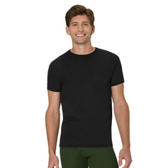 Hanes Men’s Cotton Pocket T-Shirt Pack with Odor Control, Black/Grey, 6-Pack
