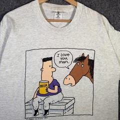 Vintage Beer Shirt Mens Large Gray 90s Budweiser Funny Quote Horse Parody