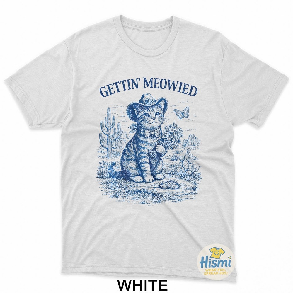 Bachelorette Party Cowboy Cowgirl Getting Meowied Cat Bride T-Shirt