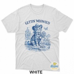 Bachelorette Party Cowboy Cowgirl Getting Meowied Cat Bride T-Shirt