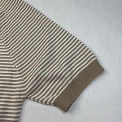 RAITH Shirt Men Sz M Riera Knit Crew Neck Short Sleeve Striped Beige White Tee