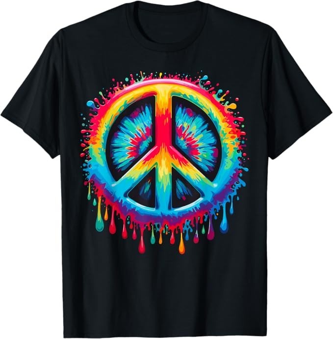Tie-Dye Peace Sign Drip Hippie T-Shirt
