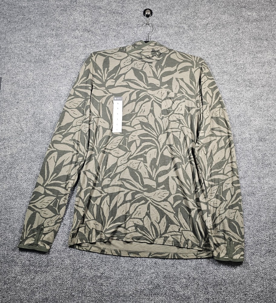 Free Fly Bamboo Lighweight Hoodie Mens Large Canopy Print Dark Forest NWT