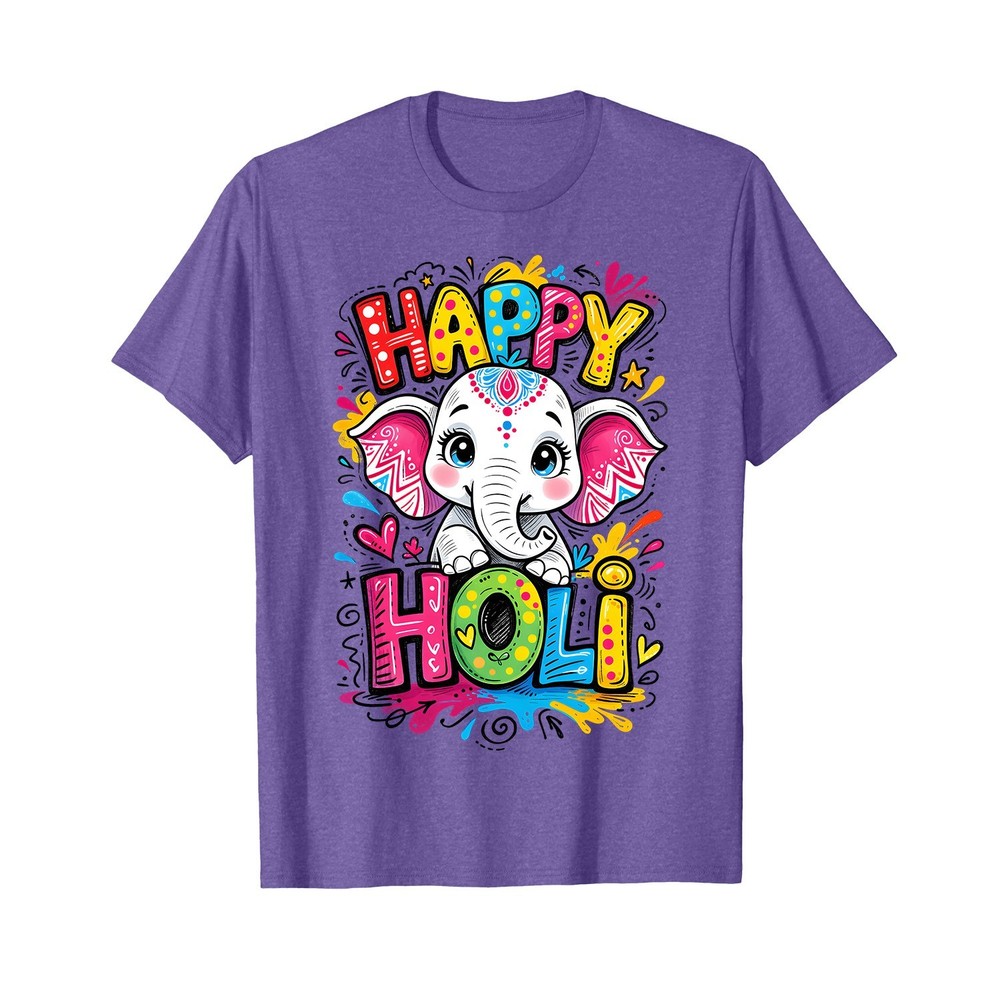 Happy Holi Kids Boys Toddler Girl India Hindu Color Elephant T-Shirt