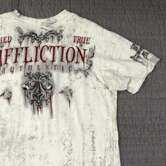 Affliction Shirt Men XL White Tried True Trademark Eagle Graphic Biker Red Foil