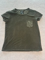 G-Star RAW T Shirt Mens S Olive Crochet Chest Pocket Short Sleeve Straight Fit