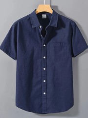 Fashionable High-Quality 100% Pure Cotton Solid Color Simple Men’s Short-Sleeve