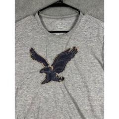 American Eagle Athletic Fit Long Sleeve Eagle Logo Tee Size M Grey Heather