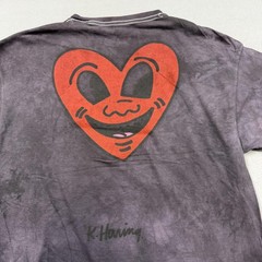 Keith Haring Shirt Mens XL Gray Tie Dye Heart Face Graphic T-Shirt Tee
