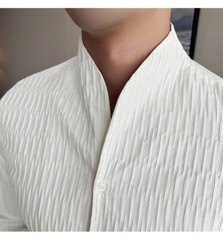 Retro Shirt Men’s Long-sleeved Spring Fashion Slim Business Casual T-shirts Tops