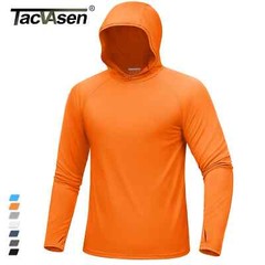 UPF 50+ Hooded T-Shirts Mens Quick Dry UV Block Lightweight Fishing Shirts Tops