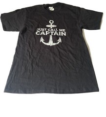 Just Call Me Captain Mens t-shirt Black Cotton SS Anchor Nautical Coastal Medium