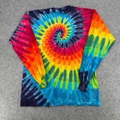 HL Miller Gold Mens Tie Dye Long Sleeve Shirt Rainbow Spiral Cotton Medium USA