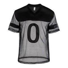 Men’s Short Sleeve Black Mesh Sheer T-shirt Transparent Fishnet Stripe Tee Tops