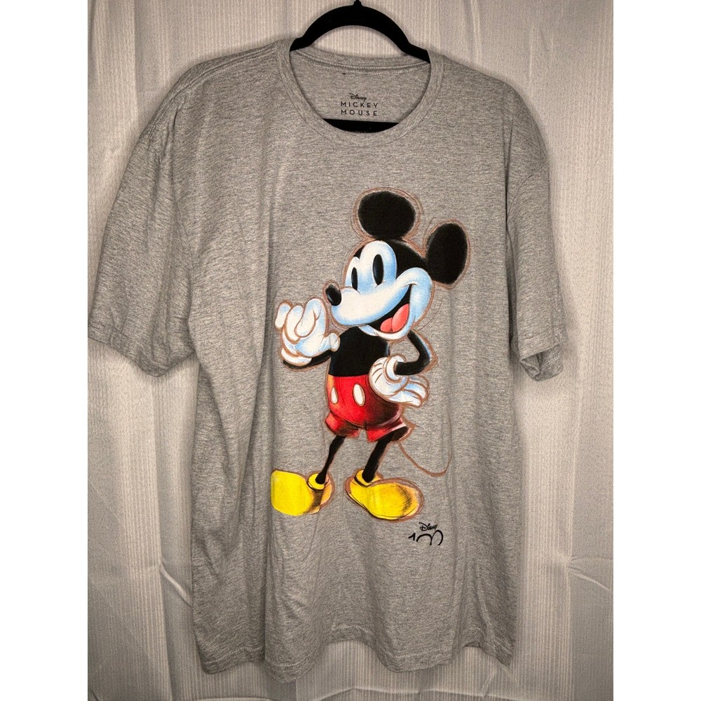 Disney T-Shirt Mens XL Mickey Mouse Gray Misprint Irregular Soft Classic Mickey