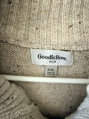 Goodfellow & Co Men’s Shawl Collar Button Sweater XXL Beige Knit Pullover