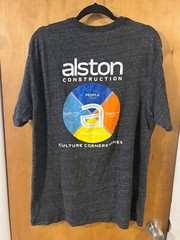 Alston Construction Men’s Grey Short Sleeve Graphic Burnout Tee Shirt XXL 2XL
