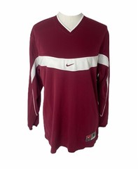 Nike Athletic Shirt Men’s Small Maroon and White Long Sleeve Team Wear V-Neck