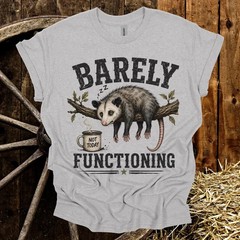 Barely Functioning Possum T-Shirt | Funny Sleepy Opossum Coffee Tee