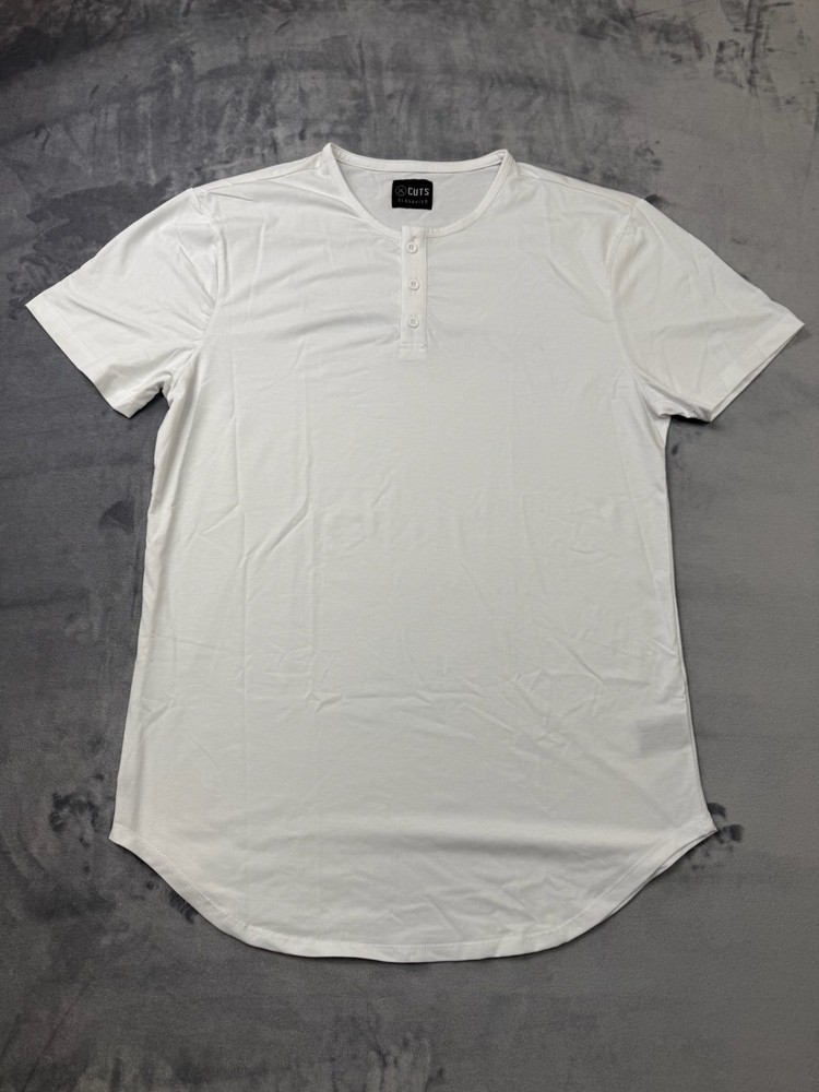 Cuts Clothing Elongated Henley T-Shirt Men’s XL White