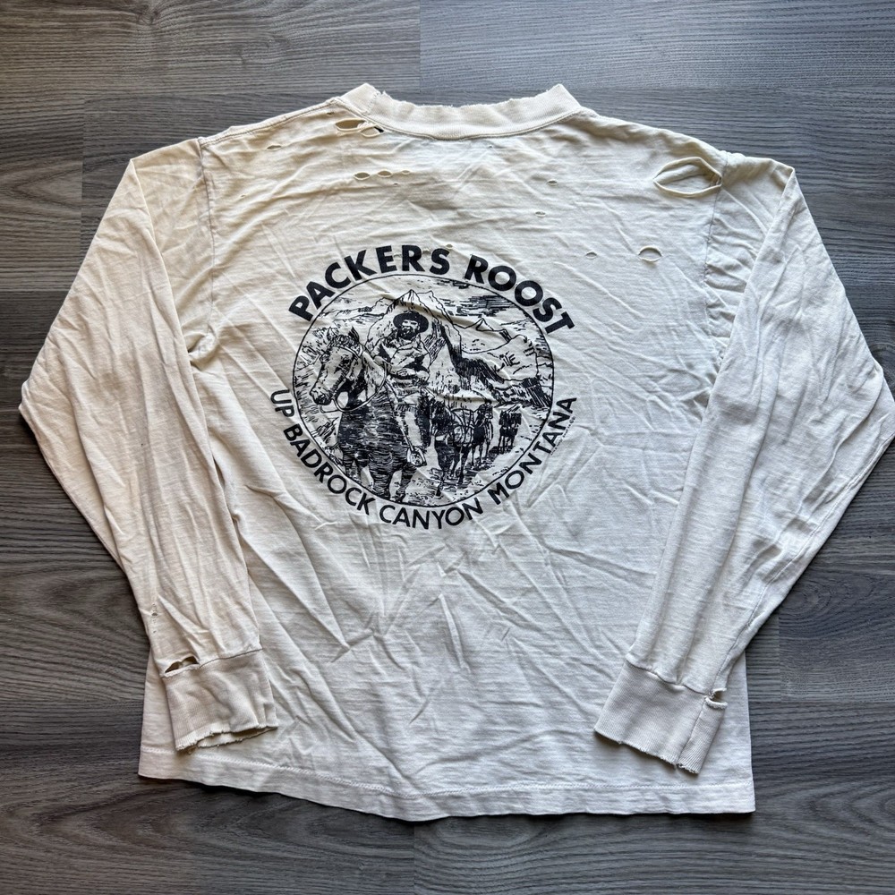 Vintage 80s Packers Roost Long Sleeve Shirt Size M Thrashed Distressed Grunge