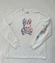 Men Psycho Bunny Meyer Long Sleeve Graphic Tee White (B6T310W1PC 100) Size 6