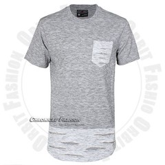 Men Long T-Shirt Extended Casual Short Sleeves Crew Neck Hip Hop Longline Tee