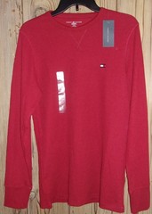 Tommy Hilfiger Flag Men’s Sleep Shirt Waffle BURGUNDY Size: SMALL NWT $32.50