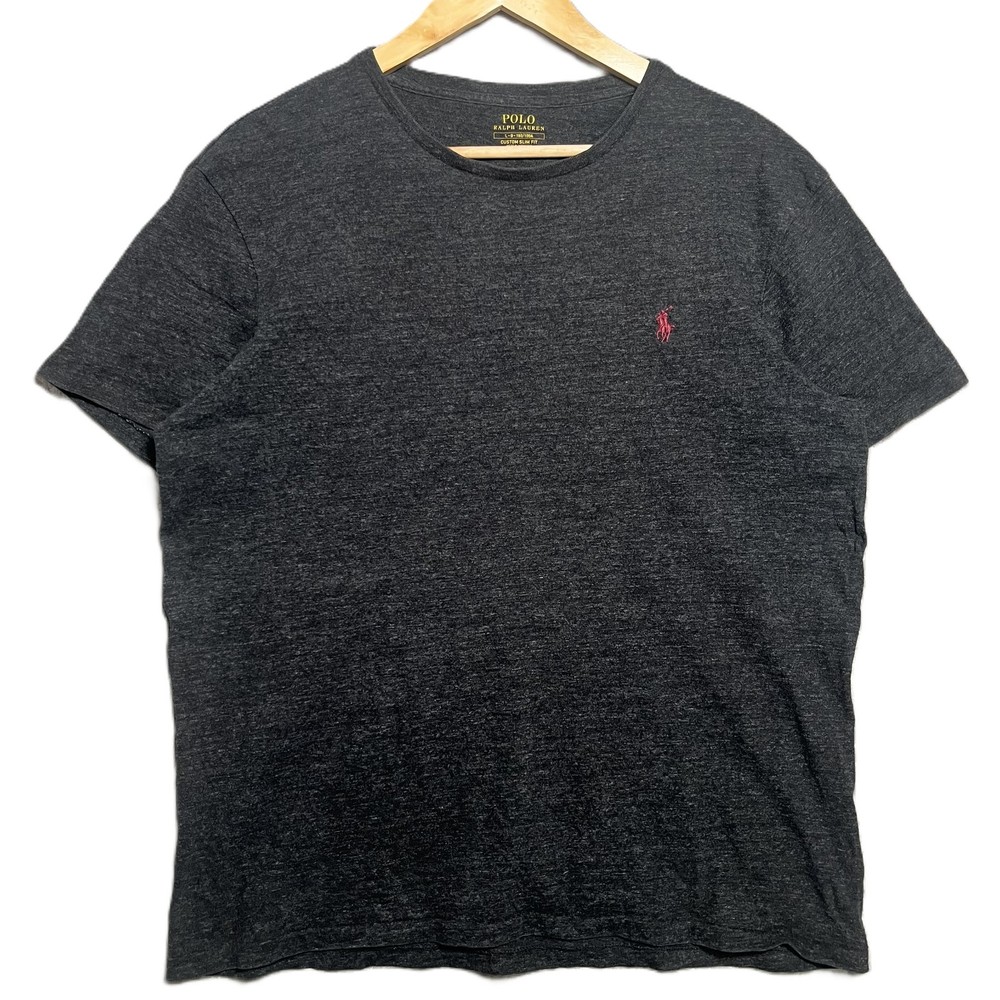 Polo Ralph Lauren Shirt Mens Large Custom Slim Fit Charcoal Grey Top Tee