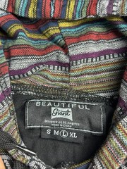 🧵Unixes Beautiful Giant Baja Hoodie Tee Black Serape Short Sleeve Mens L 09-9🧵