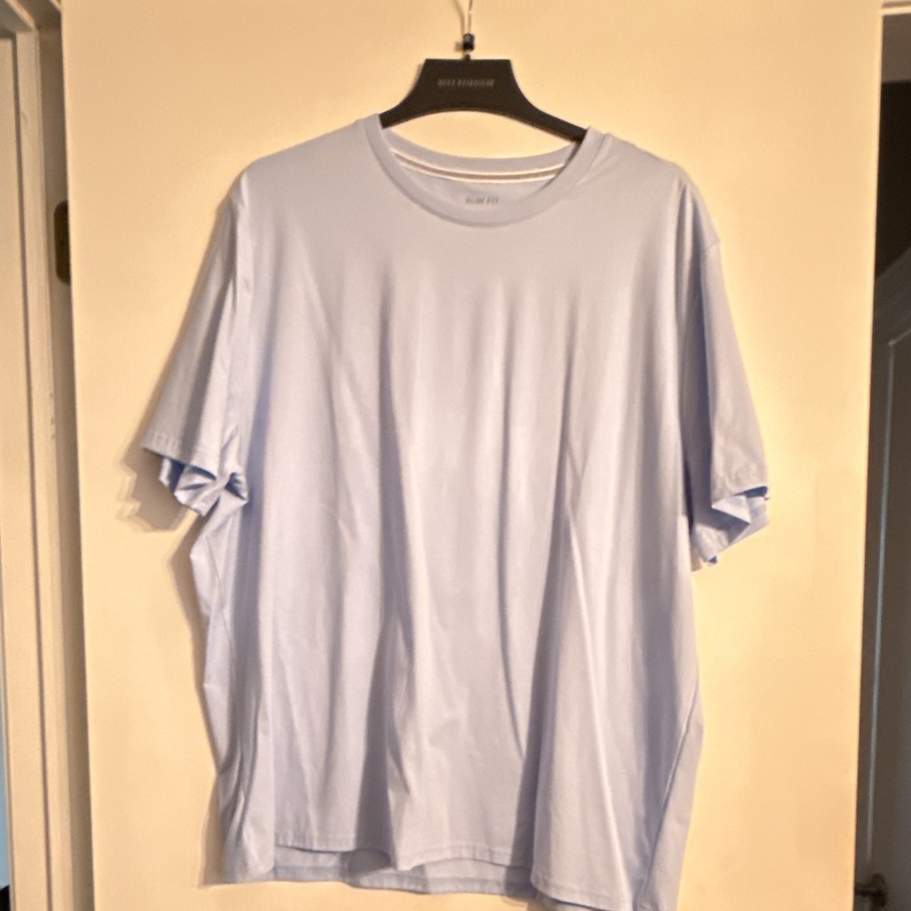 Kenneth Cole Awearness Essentials Slim Fit Light Blue Solid Crew Neck Tee XXL