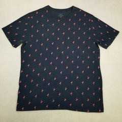 George Men’s Navy Pink Flamingo All Over Print T-Shirt Size Large Classic