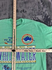 Vintage Stedman New River Whitewater Rafting Tee XL Green Single Stitch