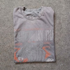 Affliction Sport T Shirt Mens XXL Gray Muay Thai Graphic Distressed Faded USA