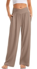 Womens Wide Leg Pants Plus Size High Waist Yoga Sweatpants Casual Loose Loung…