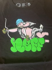 Neff Men’s Black Cupid Love Graphic Print Crew Neck T-Shirt XL Short Sleeve