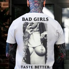 BAD GIRLS TASTE BETTER Naked Nun Print Men’s T-Shirt 1