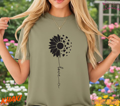 Unisex Sunflower Heart Love T shirt Men T shirt Women valanity day Romantic