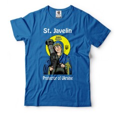 St. Javelin Protector of Ukraine T-shirt Mens Shirt Ukrainian Flag Tee Shirt