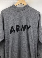 Army Gray Long Sleeve Military Double Sided T Shirt Men’s L Oversized